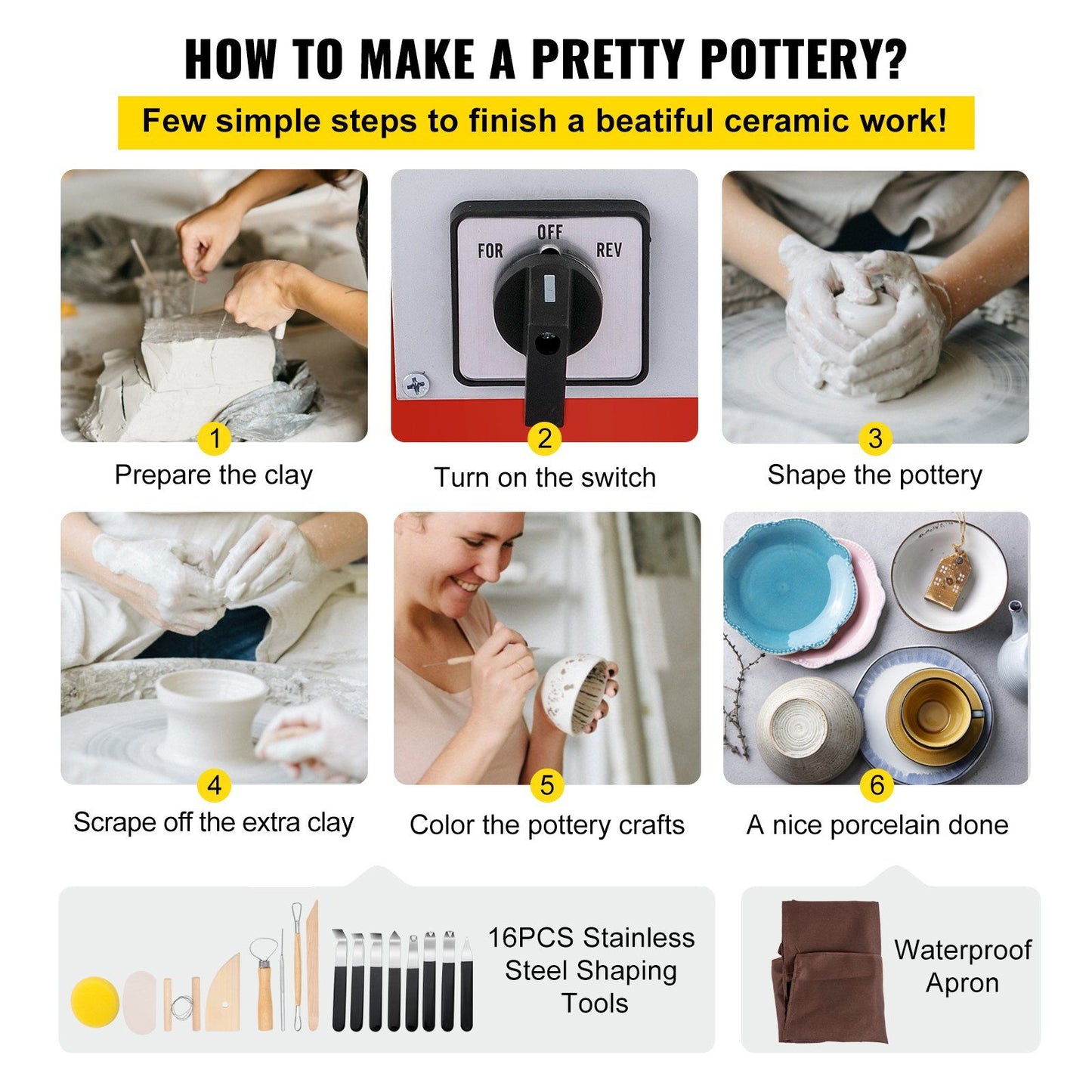 11" Electric Pottery Wheel Machine – Professional; DIY Ceramic Tool