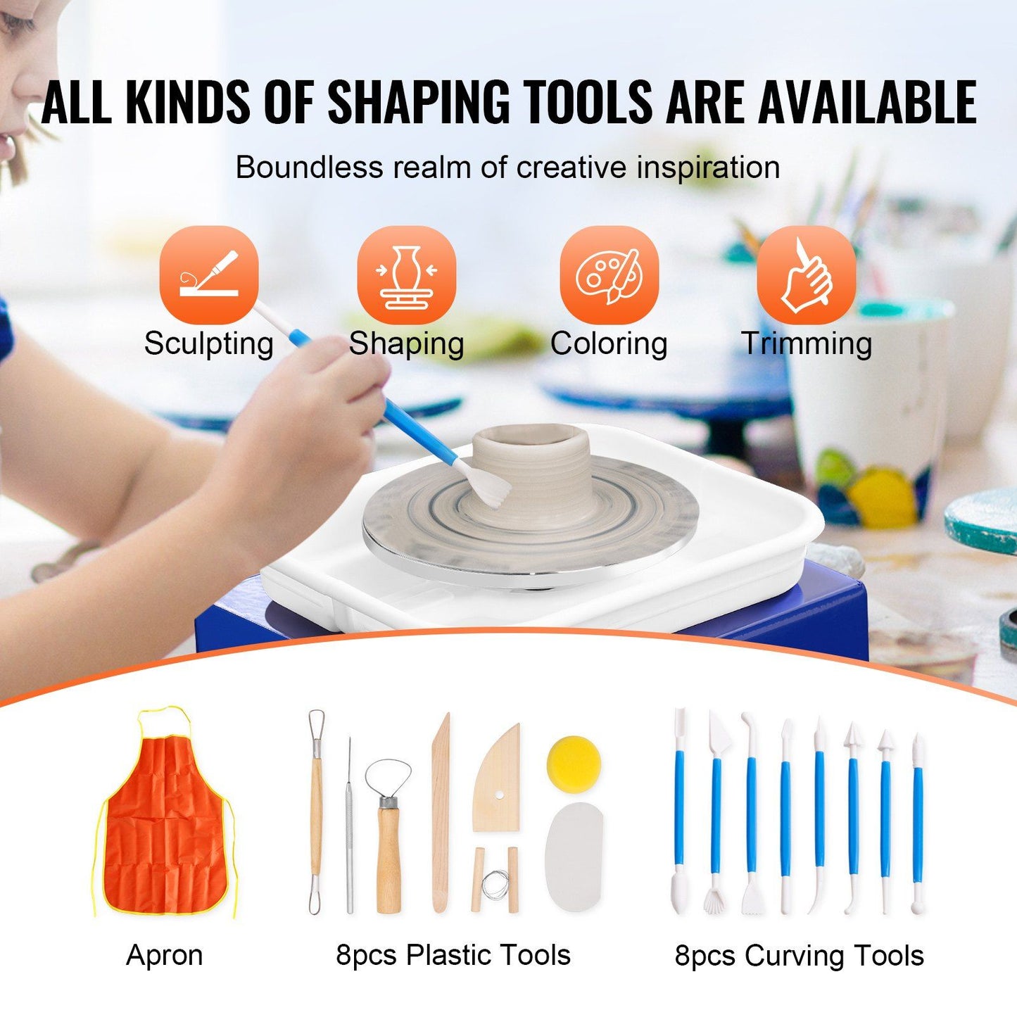 Pottery Wheel with Sculpting Tools & Brushless Motor