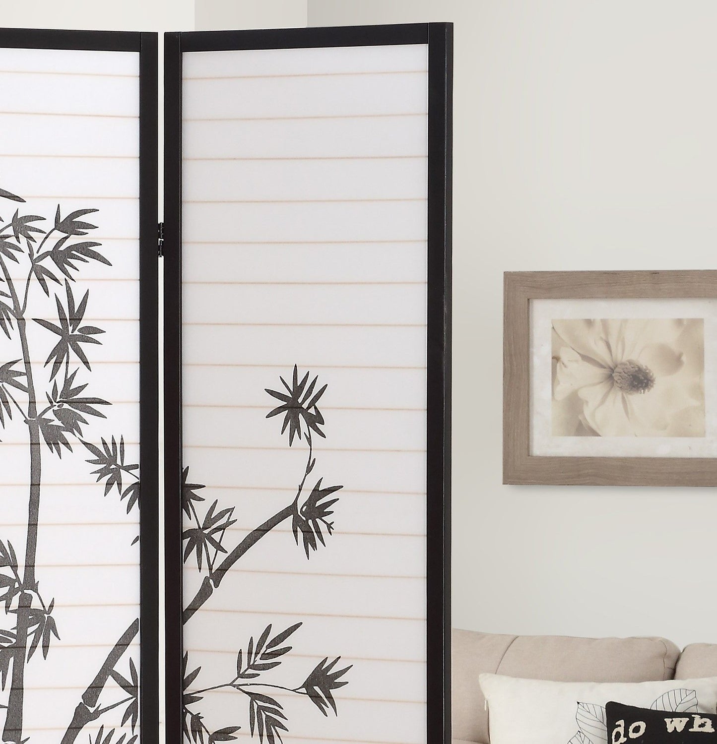 Roundhill 3-Panel Oriental Shoji Screen/Room Divider, Black