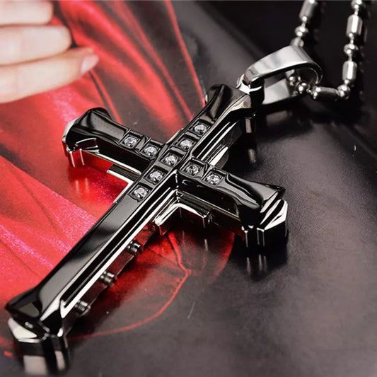 Men's Crystal Cross Jesus Pendant Jewelry