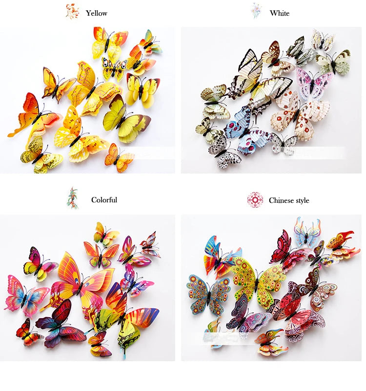 12 Pc set 3D Butterfly Wall Stickers