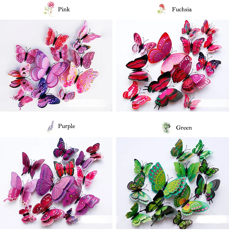 12 Pc set 3D Butterfly Wall Stickers