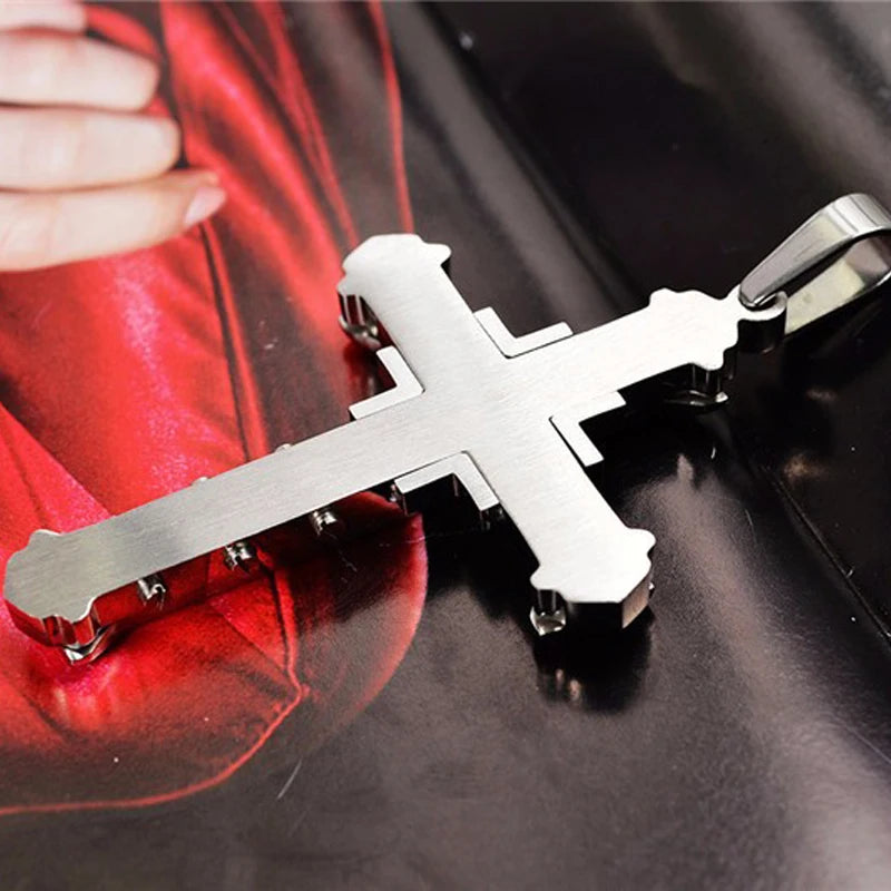 Men's Crystal Cross Jesus Pendant Jewelry