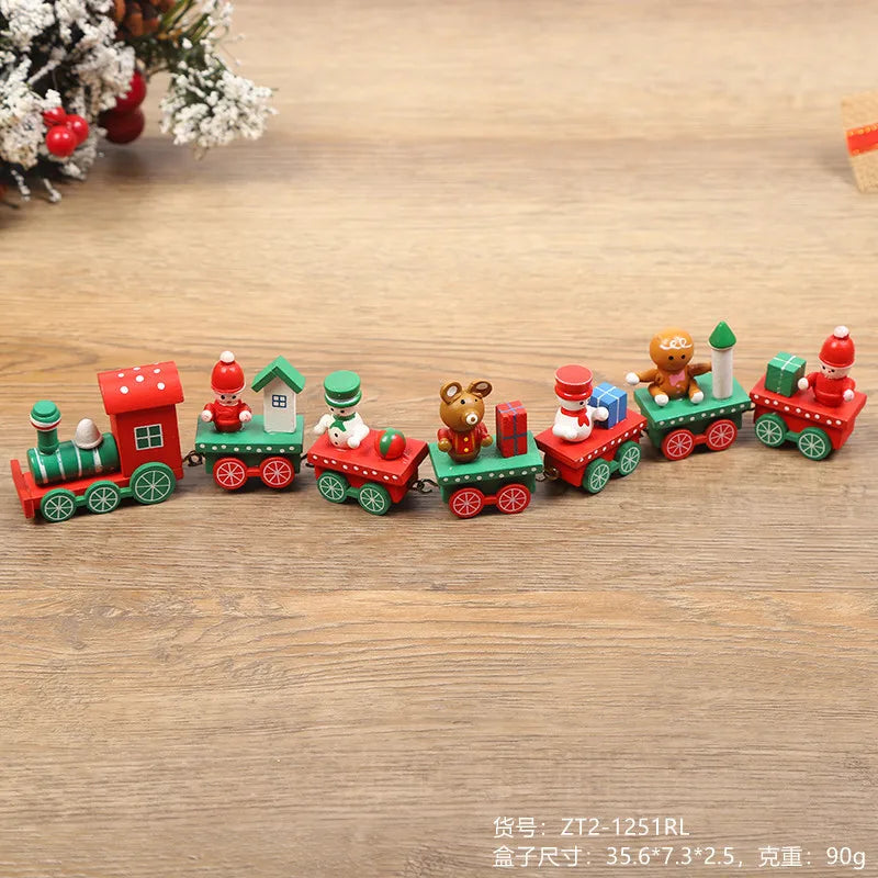 Wooden Small Train Christmas Tree Ornaments Set