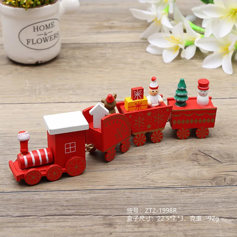 Wooden Small Train Christmas Tree Ornaments Set