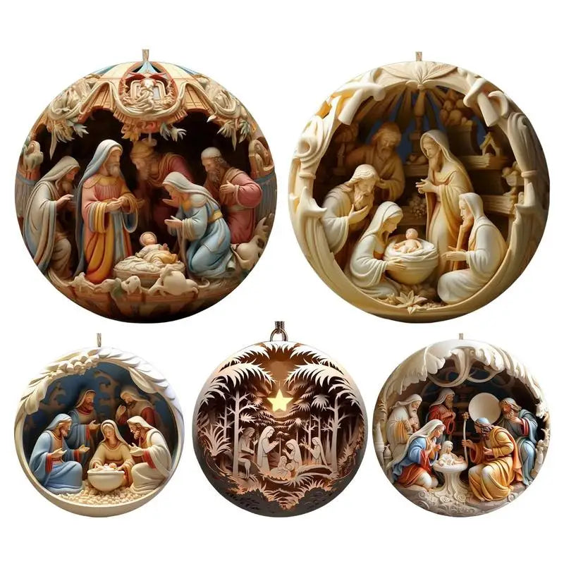 Nativity Christmas Tree Pendant 5 pcs