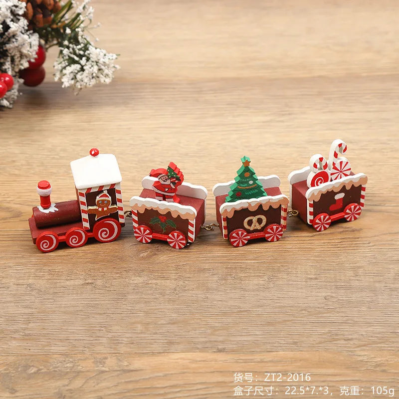 Wooden Small Train Christmas Tree Ornaments Set