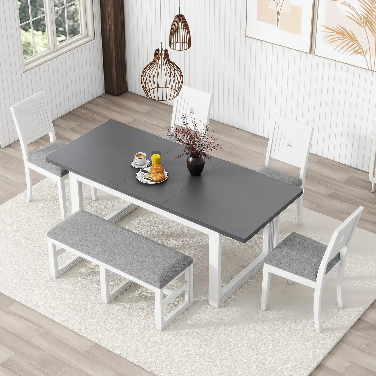 Modern Extendable Upholstered Dining table set