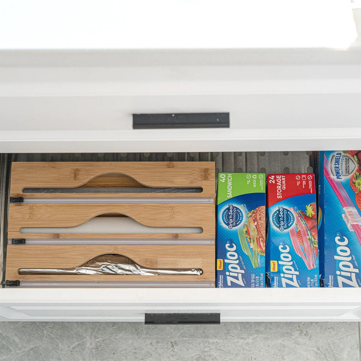 Kitchen Wrap Dispenser with Foil &amp; Cling Film Cutter Box