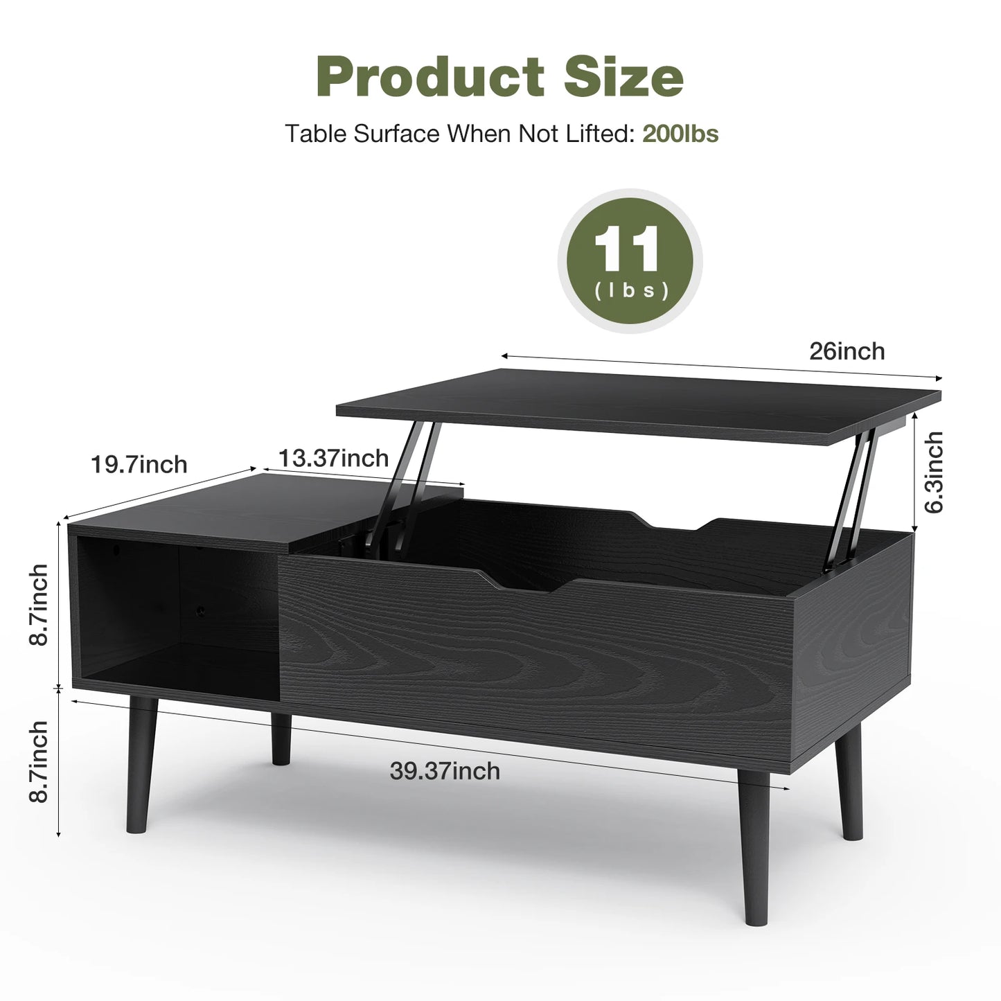 JHK Lift Top Coffee Tables 39.37" x 19.7"