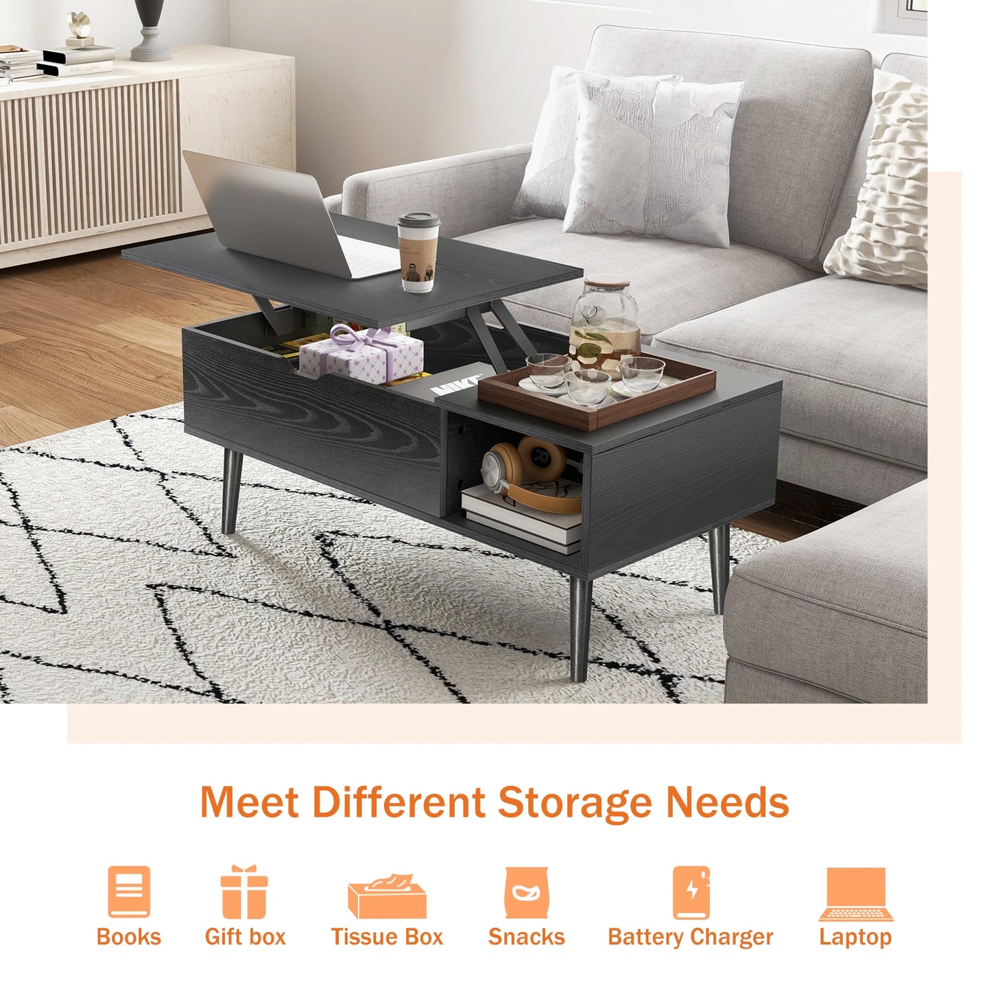 JHK Lift Top Coffee Tables 39.37" x 19.7"