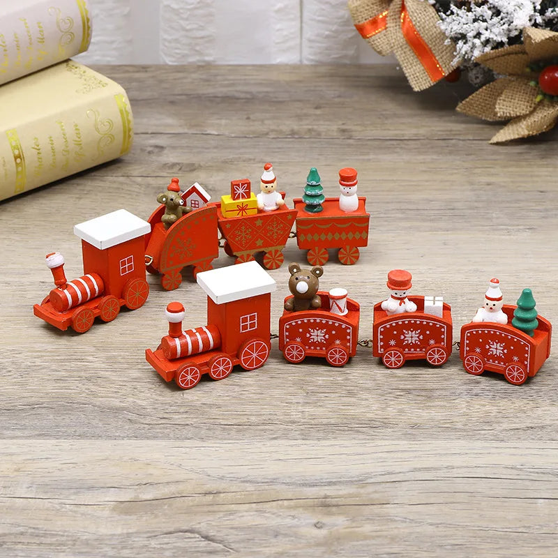 Wooden Small Train Christmas Tree Ornaments Set