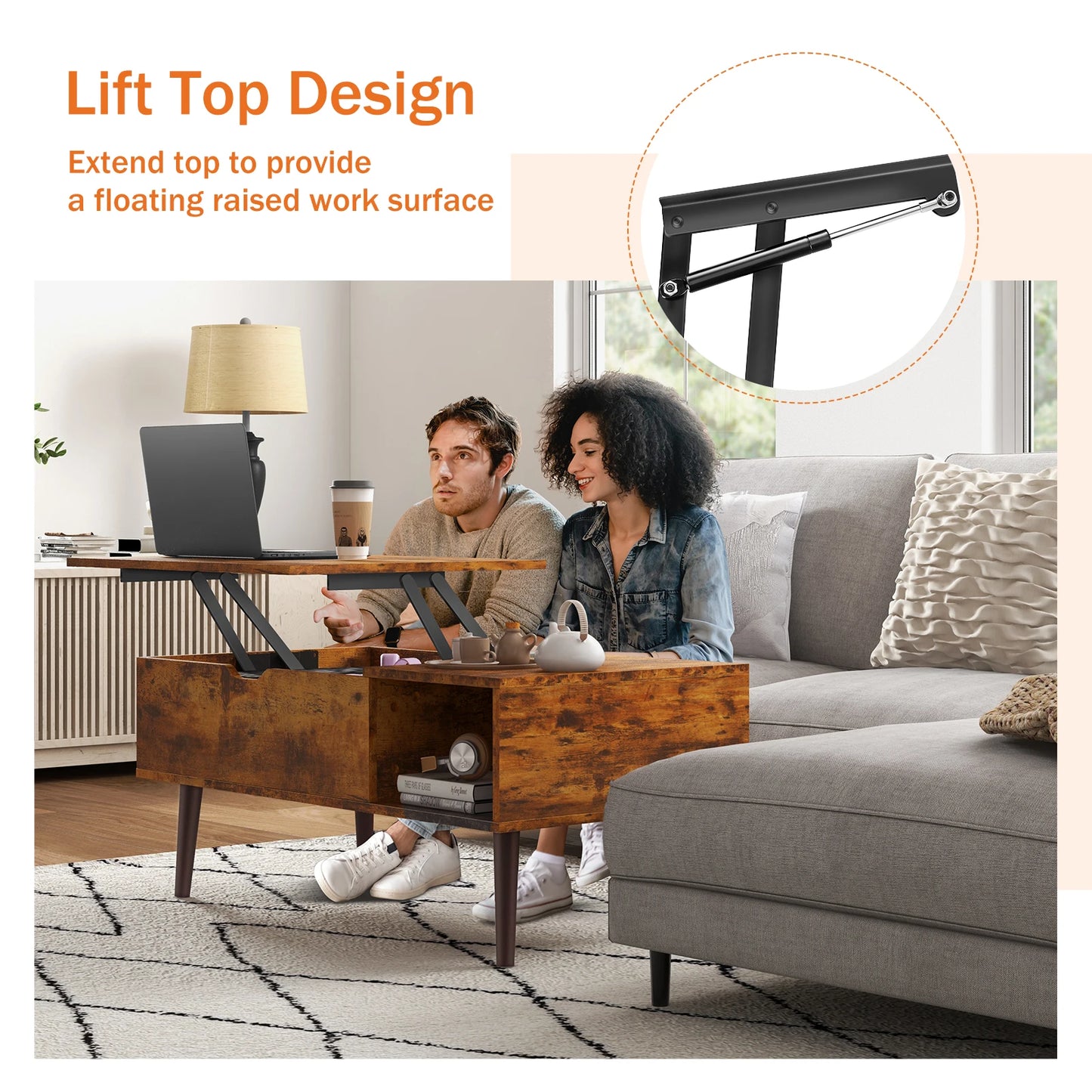 JHK Lift Top Coffee Tables 39.37" x 19.7"