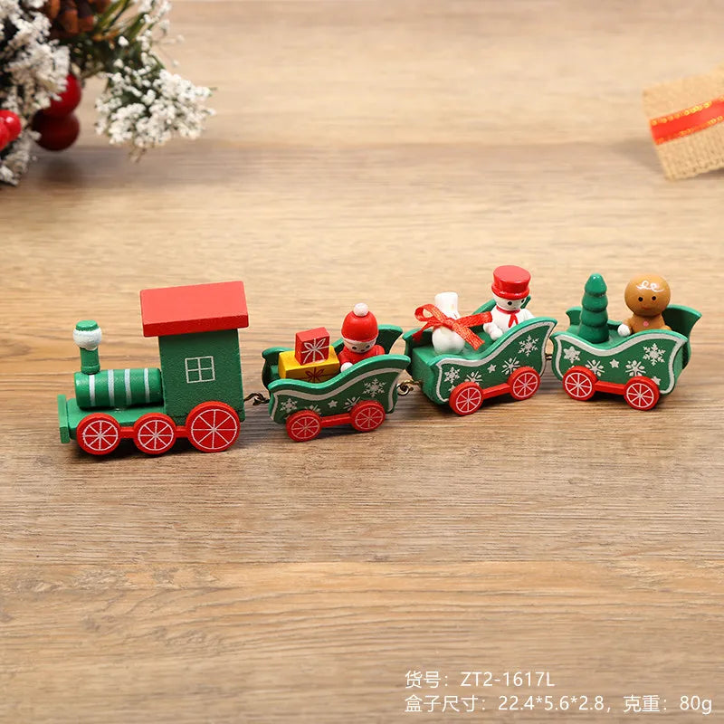 Wooden Small Train Christmas Tree Ornaments Set