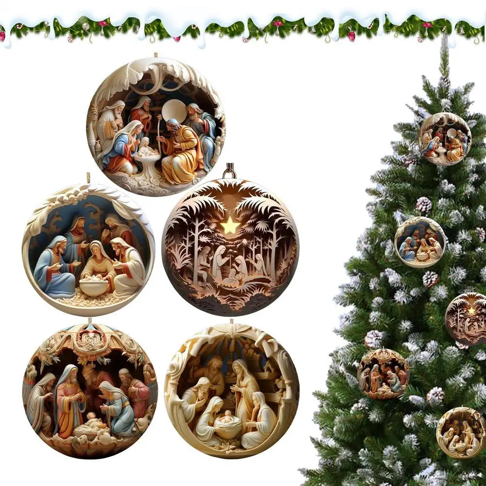 Nativity Christmas Tree Pendant 5 pcs