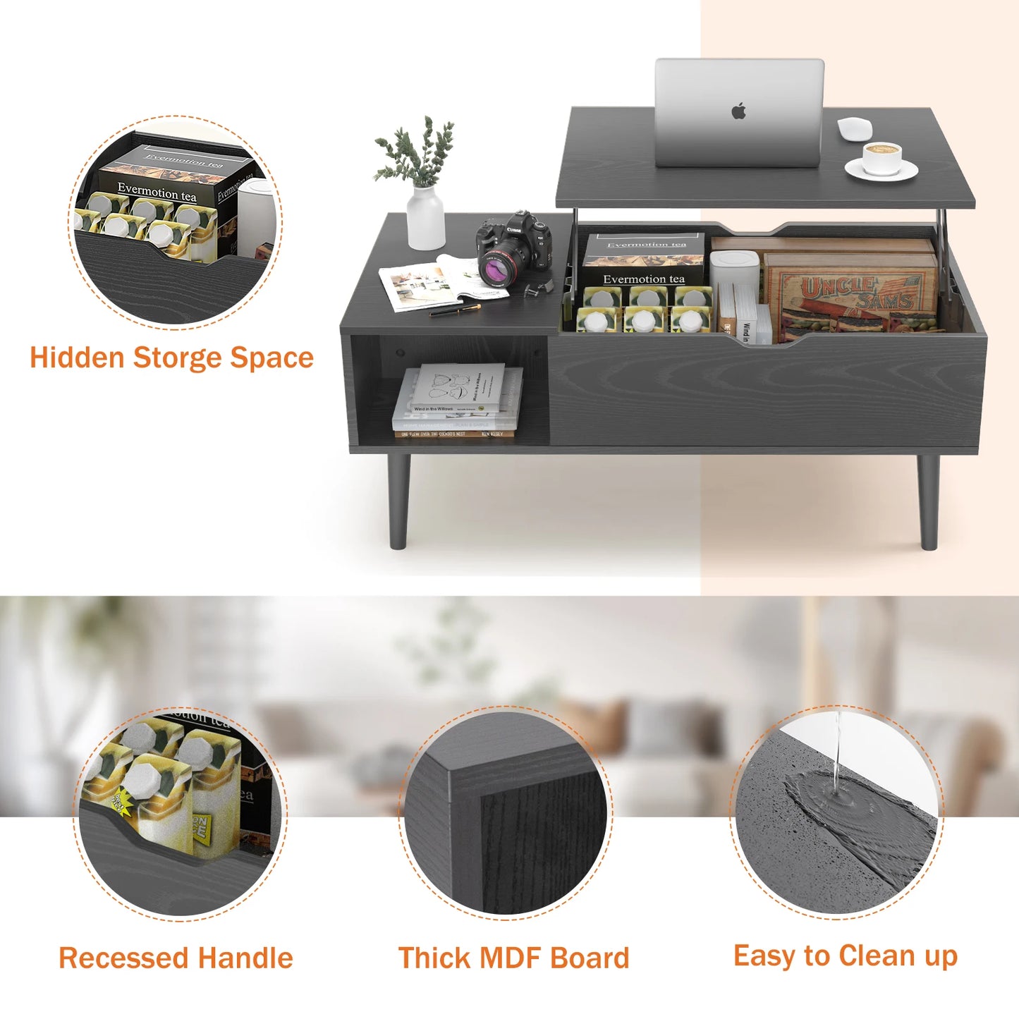 JHK Lift Top Coffee Tables 39.37" x 19.7"