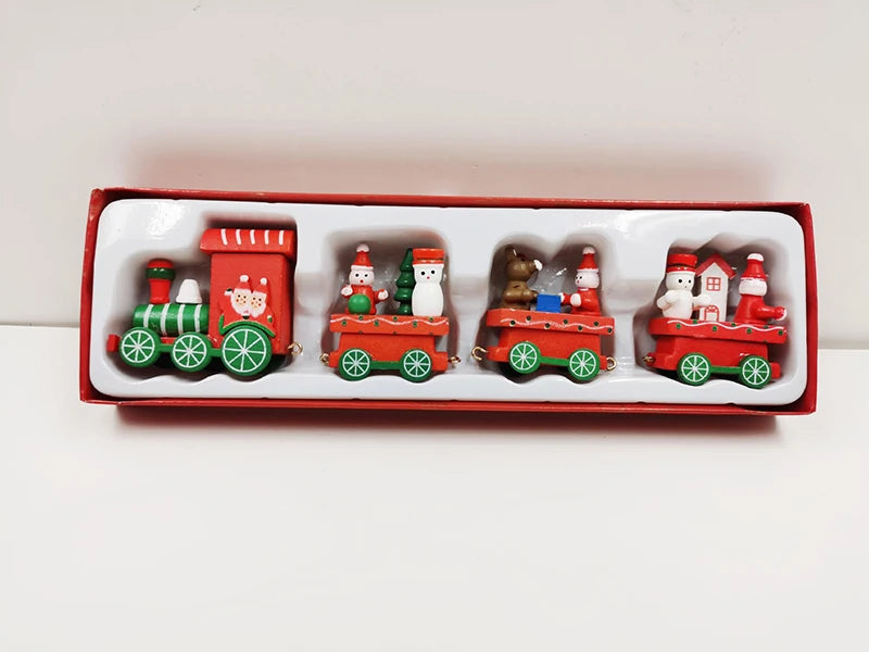 Wooden Small Train Christmas Tree Ornaments Set