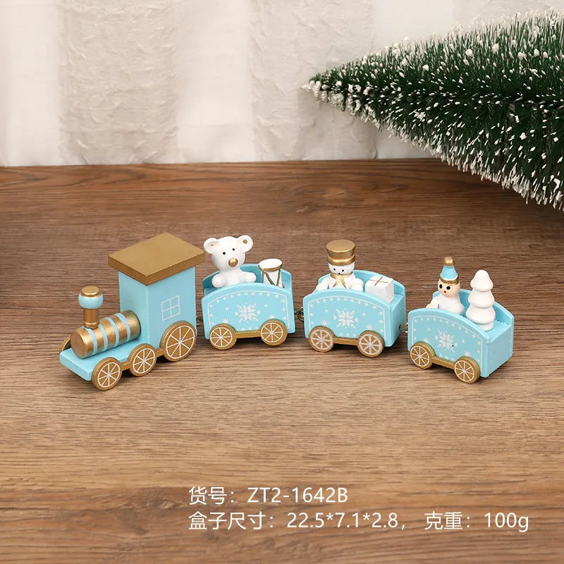 Wooden Small Train Christmas Tree Ornaments Set