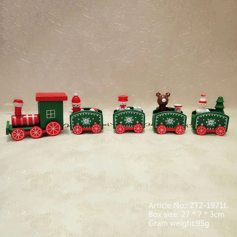 Wooden Small Train Christmas Tree Ornaments Set