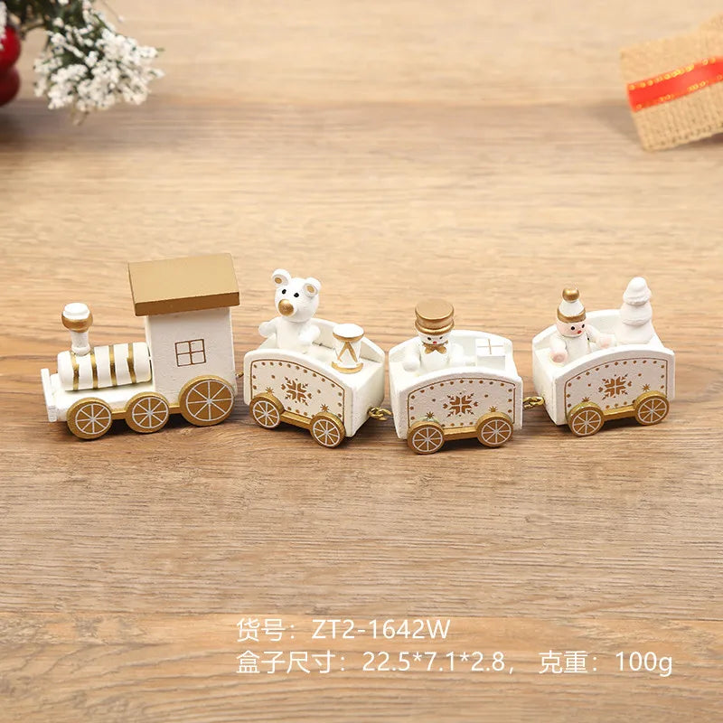 Wooden Small Train Christmas Tree Ornaments Set