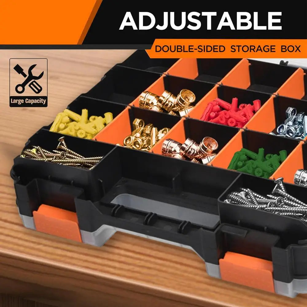 Double-sided Parts Organizer with 34-Compartments