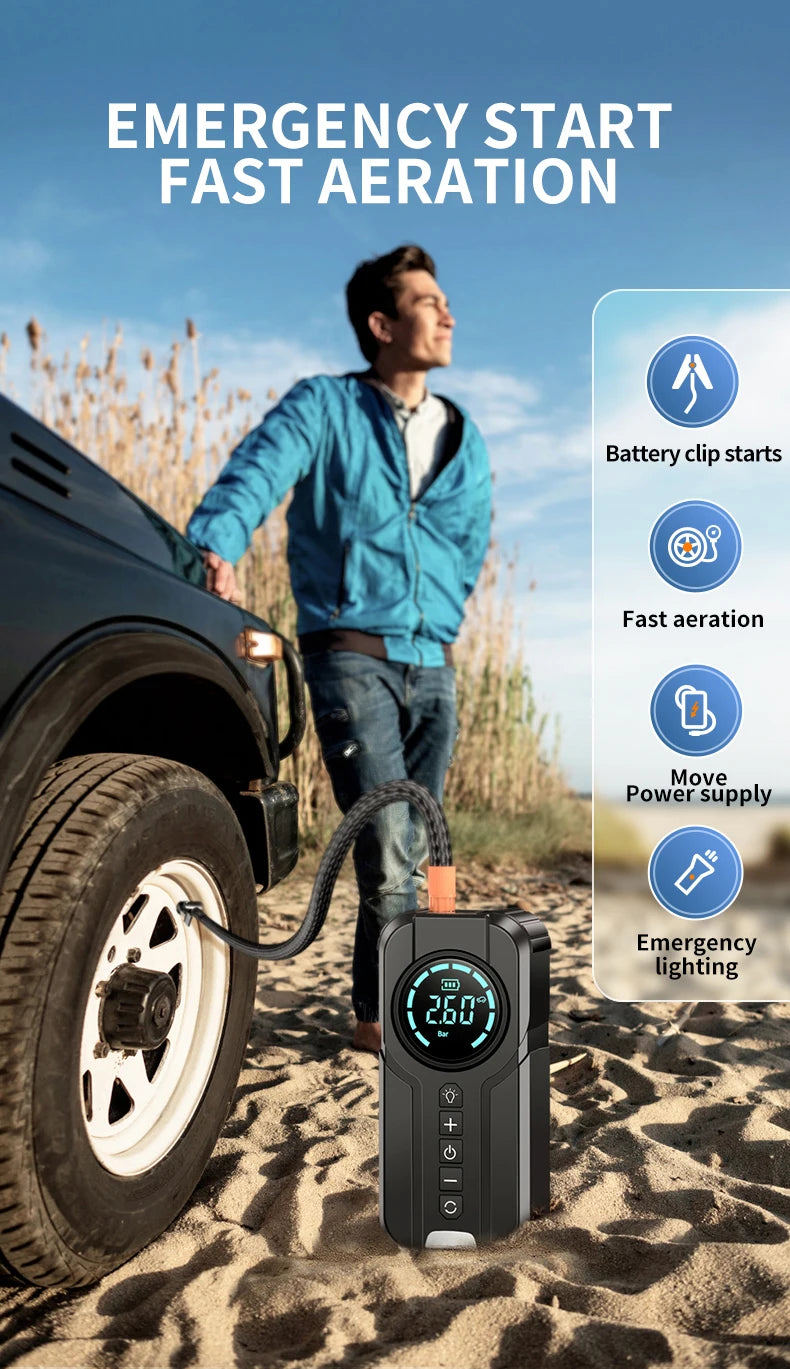Portable Car Jump Starter and  Air Compressor With EVA Bag