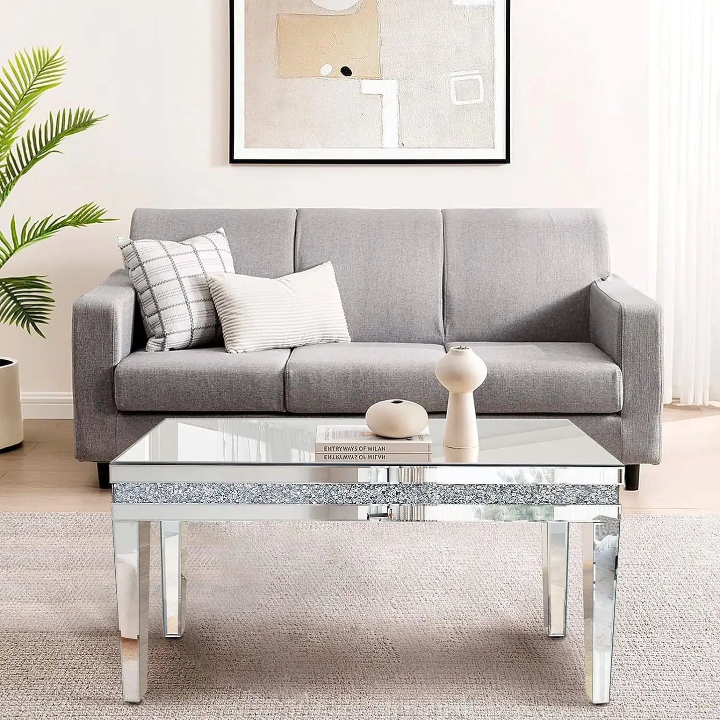 Rectangle Silver Mirrored Coffee Table