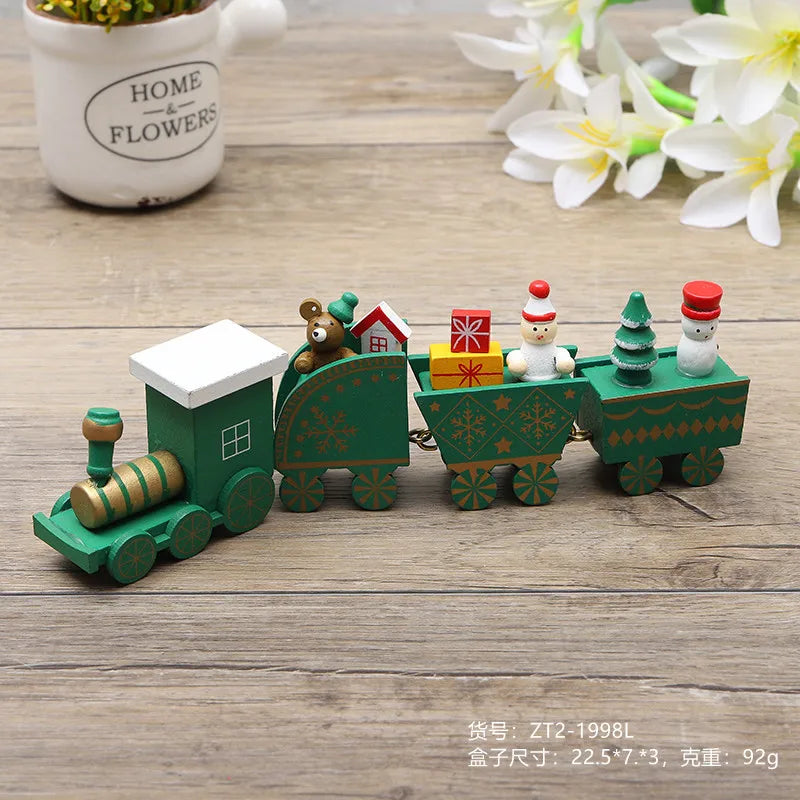 Wooden Small Train Christmas Tree Ornaments Set