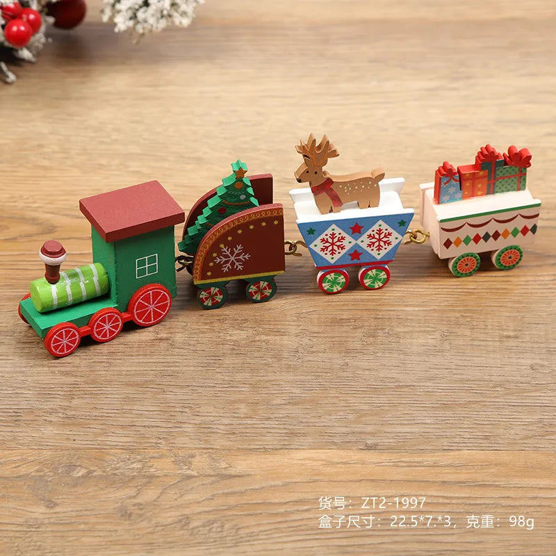 Wooden Small Train Christmas Tree Ornaments Set