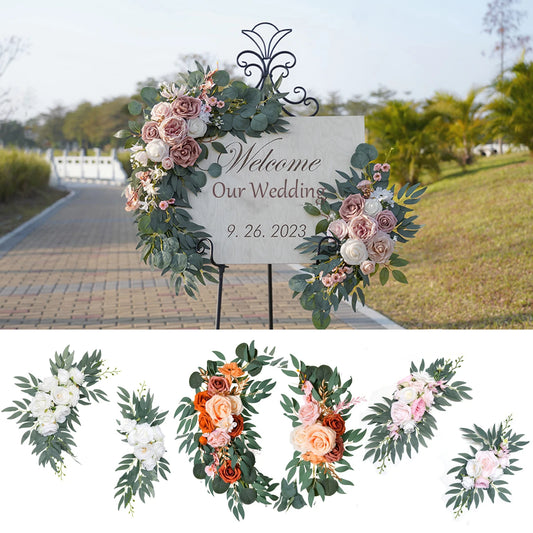 Artificial Wedding Arch with Roses and Eucalyptus Garland