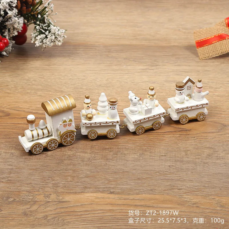 Wooden Small Train Christmas Tree Ornaments Set