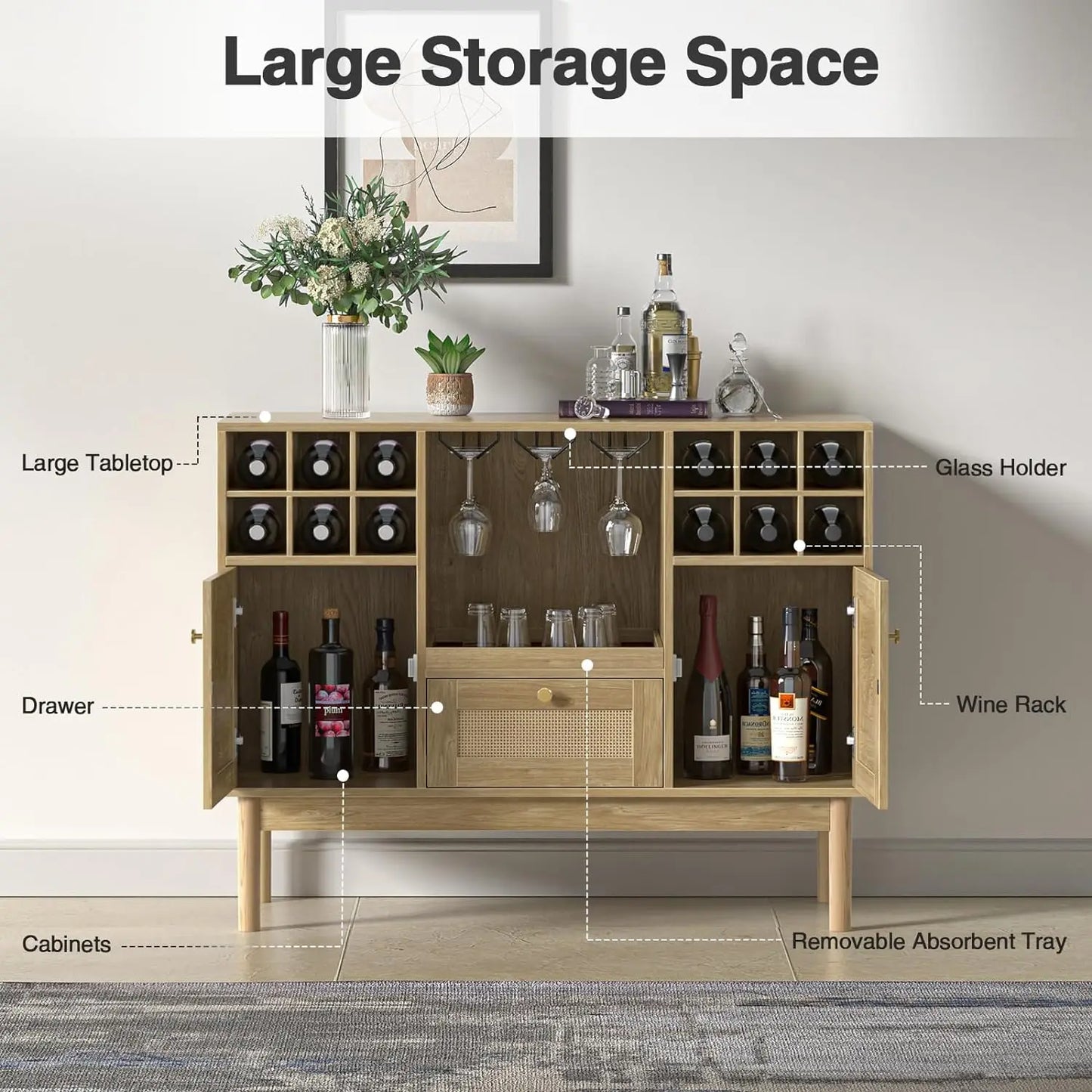 Rattan Wine Bar Cabinet