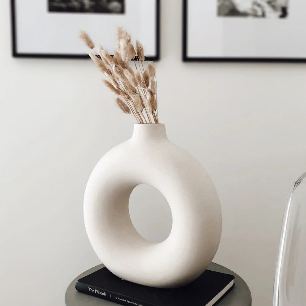 Nordic Vase Circular Hollow Ceramic Flower Vase