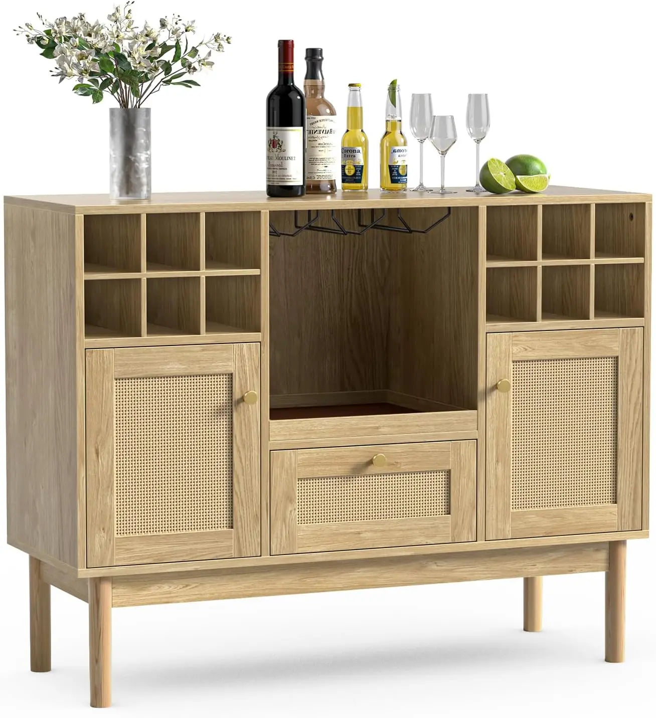 Rattan Wine Bar Cabinet