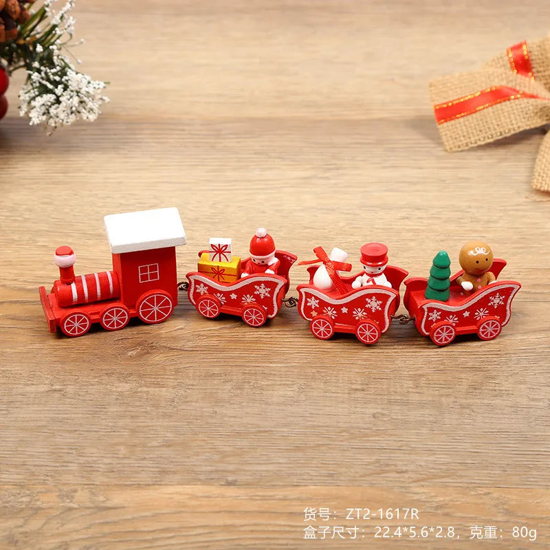 Wooden Small Train Christmas Tree Ornaments Set