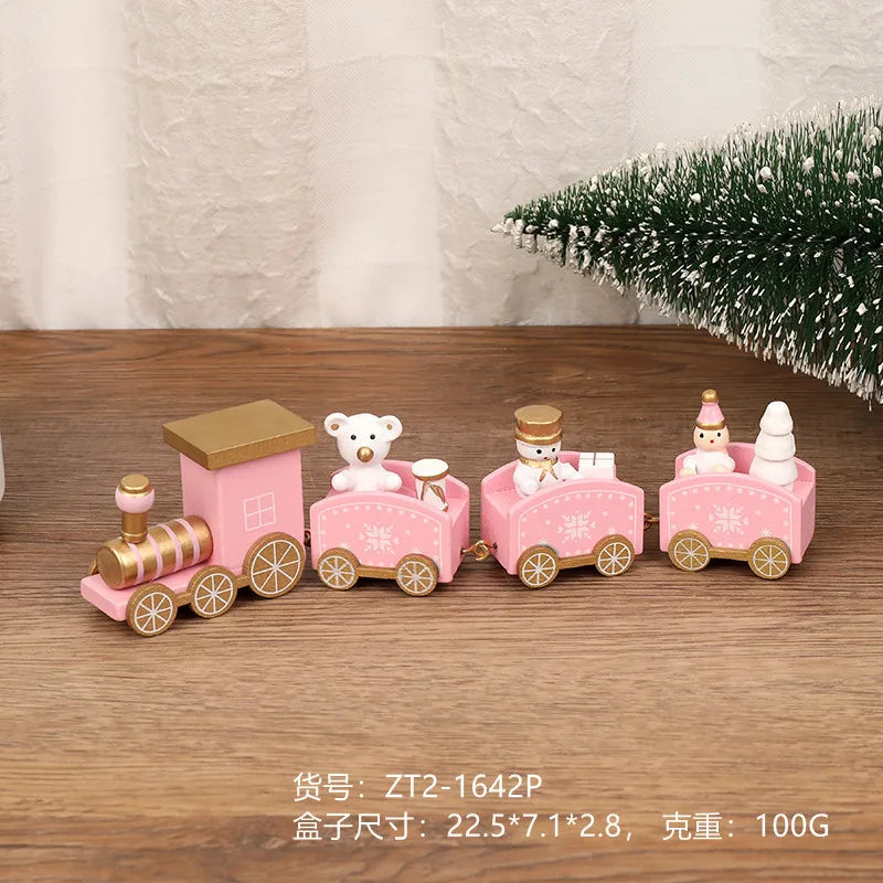 Wooden Small Train Christmas Tree Ornaments Set