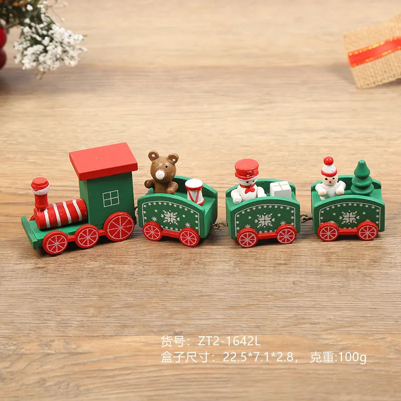 Wooden Small Train Christmas Tree Ornaments Set