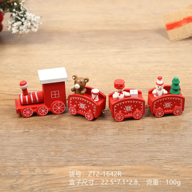 Wooden Small Train Christmas Tree Ornaments Set