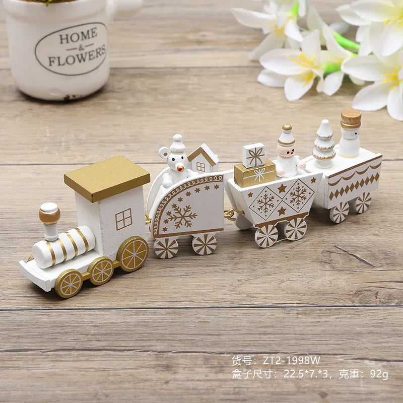 Wooden Small Train Christmas Tree Ornaments Set