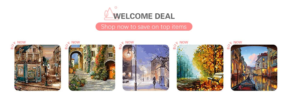 City Painting By Numbers DIY Kits -Framed Oil Canvas
