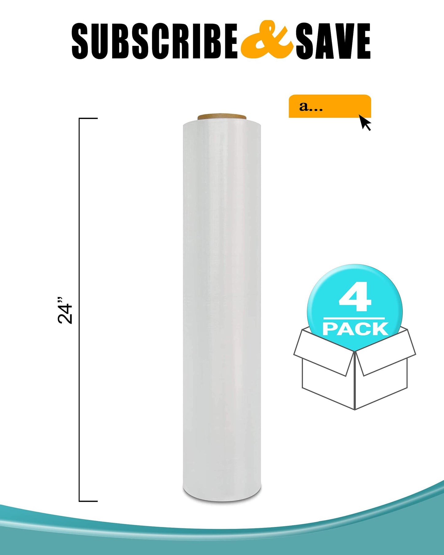 4 Rolls Food Service Film 24" x 2000' with Cutter Box. PVC Food Wrap Film. Food Service Grade Film for Bakery, Deli, Restaurant, Kitchen. Commercial Grade Film Wrap. Cutter Dispenser.