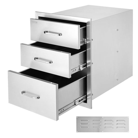 3-Tier Stainless Steel Outdoor Kitchen Drawer