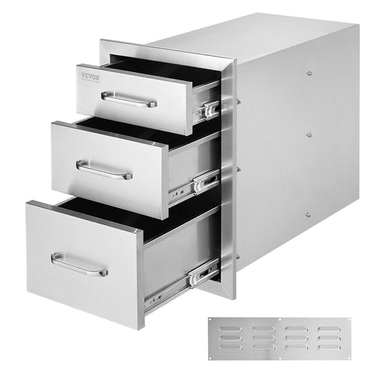 3-Tier Outdoor Kitchen Drawer – Stainless Steel