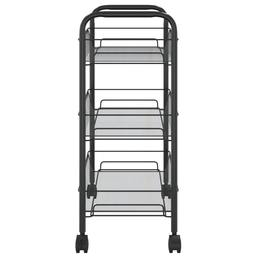 3-Tier Kitchen Trolley Black 18.1"x10.2"x25.2" Iron